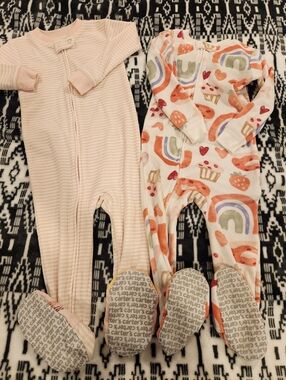 Carter's Baby Girls' Pink Stripe & Rainbow Sleep N' Play Footed Pajamas - 2 Pack